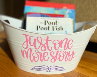 Adorable Plastic Book Storage Baskets, Personalized Bins, Custom Organizers - Perfect for baby showers, kids birthdays