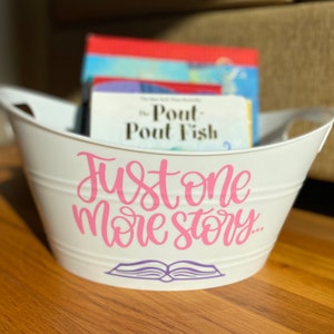 Adorable Plastic Book Storage Baskets, Personalized Bins, Custom Organizers - Perfect for baby showers, kids birthdays