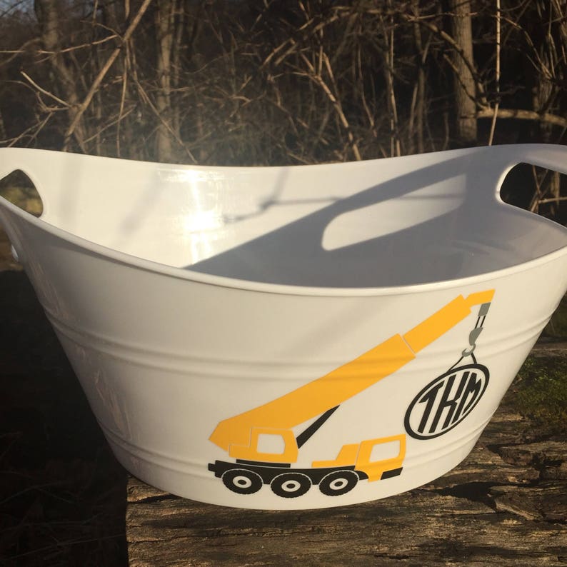 Personalized construction basket crane basket Easter basket Etsy