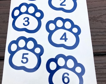 Paw Print Number Decals | Classroom Line Up Vinyl Stickers