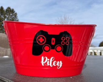 Personalized Valentine Video Game Controller Plastic Baskets, Easter Basket, Personalized Bins !