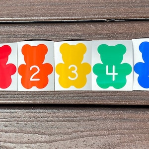 Vinyl Teddy Bear Decals with numbers-Various sets available to meet your classroom or work space needs!