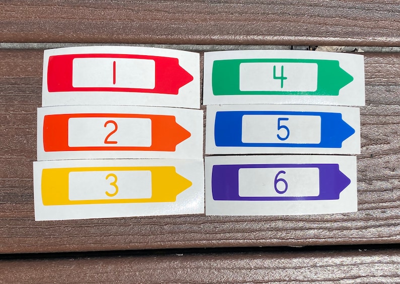 Vinyl Crayon Classroom Line Up Number Decals-Various sets available to meet your classroom/work space needsAlso available without numbers image 1