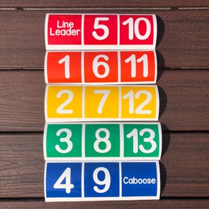 Vinyl Classroom Line Up Number Decals with Line Leader and Caboose-Various sets available to meet your classroom needs!