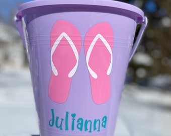 Adorable Personalized 'Flip Flop' Sand Pails-Great for an alternative to Easter Baskets, Flower Girl Gifts, or Birthday Gifts!