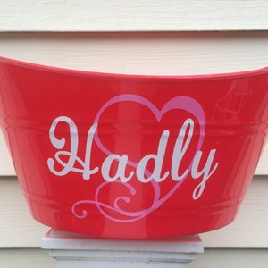 Personalized  Heart Baskets, Personalized Bins, Custom Organizers - Red