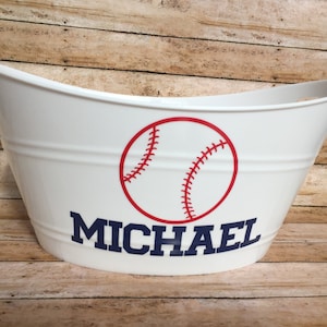 Personalized Baseball/Softball Baskets, Easter Basket, Personalized Plastic Easter basket - Available in several basket colors!