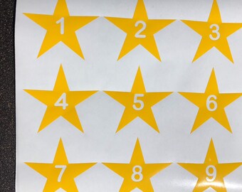 Vinyl Classroom Star Number Decals - Line Up Markers