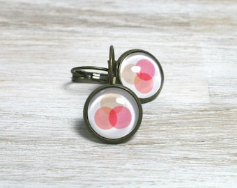 Pink circles // Drop earrings with motif