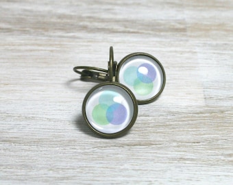 Cercles bleus II // boucles d'oreilles pendantes avec motif