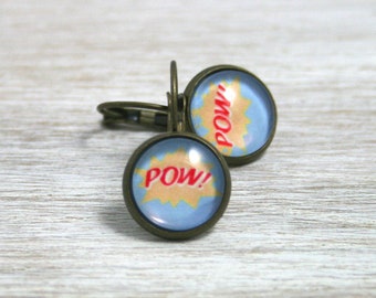 POW! // Drop earrings with motif