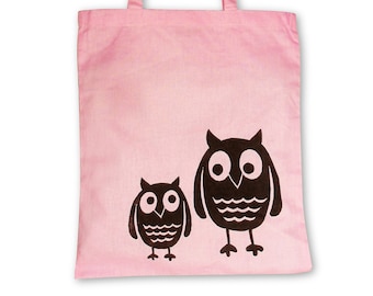 Eulenliebe // fabric bag pink // hand-printed