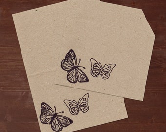 Butterflies - handprinted stationery // recycling paper