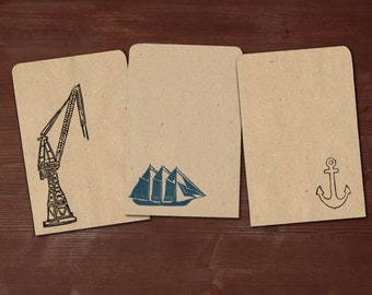 3 gift bags Hafen // 16 x 12 cm // handmade from recycled paper