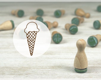 Cono gelato con paletta // Gomma naturale su legno duro // Diametro 12 mm, altezza 25 mm