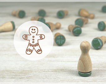 Mini-stempel peperkoekfiguur // natuurlijk rubber op hardhout // diameter 12 mm, hoogte 25 mm