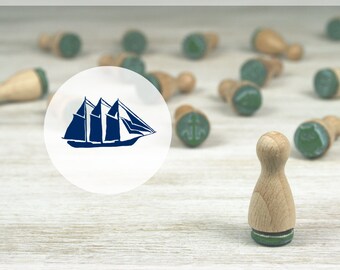 Mini Stamp Ship - Caoutchouc naturel sur bois dur // Diamètre 12mm, Hauteur 25mm