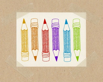 Pencil // stamps 2 x 2 cm