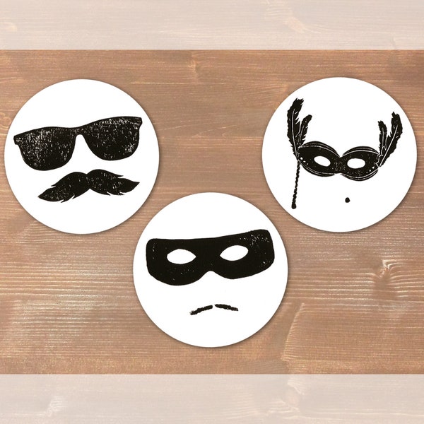 Mafioso - Zorro - Maskenball - 12 Masken-Aufkleber // Durchmesser 40mm // auf weiße Etiketten gedruckt und schön verpackt
