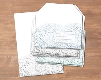 Lace - handmade stationery // recycling paper // 10 envelopes & notepad