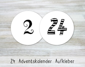 24 owl advent calendar fonts - caliber 40mm - printed on white labels - nicely wrapped