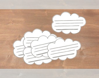 Clouds - 6 recycling adress labels / cut by hand / sticker