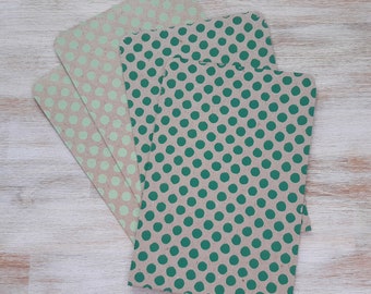 4 sachets cadeaux pois sauge et vert d'eau // 16 x 12 cm // faits à la main à partir de papier recyclé