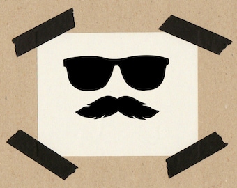 Stamp Mafioso / stache / mustache / natural rubber on wooden cube 3x3 cm