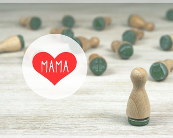 Mini-Stempel Mama-Herz // Naturkautschuk auf Hartholz // Durchmesser 12 mm, Höhe 25 mm