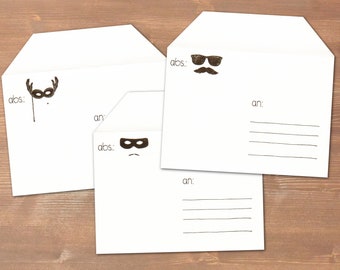 Masked sender - 3 handmade envelopes // recycled paper