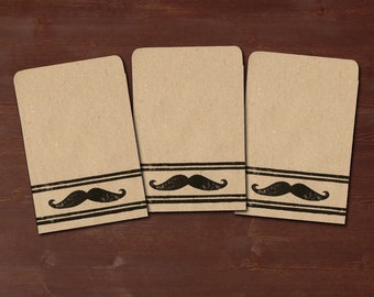 3 Geschenktüten Mustache // 16 x 12 cm // handgemacht aus recycling Papier