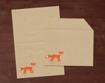 Fox - handbedrukt briefpapier//gerecycled papier