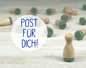 Mini-Stempel POST FÜR DICH! // Naturkautschuk auf Hartholz // Durchmesser 12 mm, Höhe 25 mm