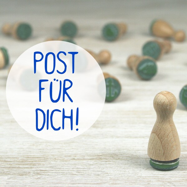 Mini-Stempel POST FÜR DICH! // Naturkautschuk auf Hartholz // Durchmesser 12 mm, Höhe 25 mm