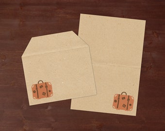 Koffer - handbedrucktes Briefpapier // recycling Papier