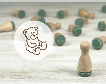 Mini timbro Teddy - gomma naturale su legno duro // diametro 12 mm, altezza 25 mm