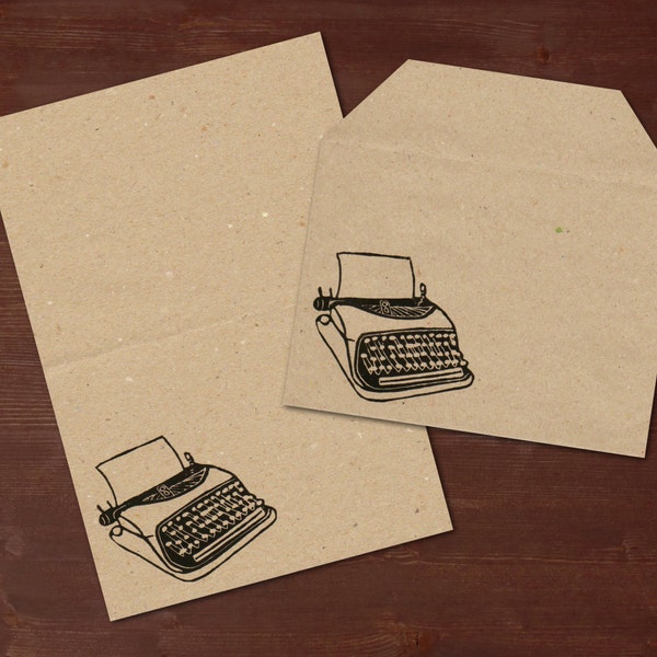 Old typewriter- handprinted stationery // recycling paper