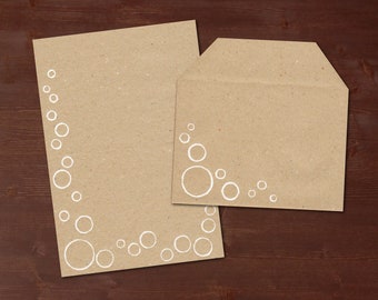 Luftblasen - handbedrucktes Briefpapier // recycling Papier
