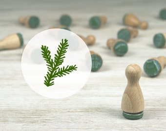 Mini stamp fir branch II // natural rubber on hardwood // diameter 12 mm, height 25 mm