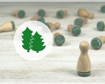Mini stamp firs // natural rubber on hardwood // diameter 12 mm, height 25 mm