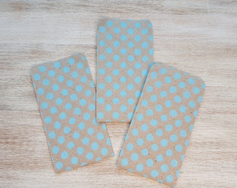 3 mini gift bags dots light blue // 6 x 9 cm // handmade from recycled sketch paper