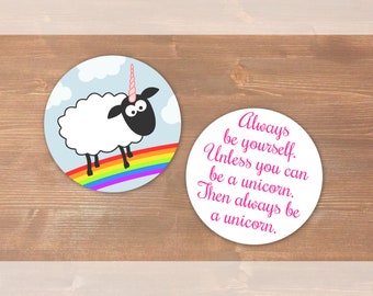 Unicorn Sheep - 3 x 4 round stickers - caliber 40mm - printed on white labels - nicely wrapped