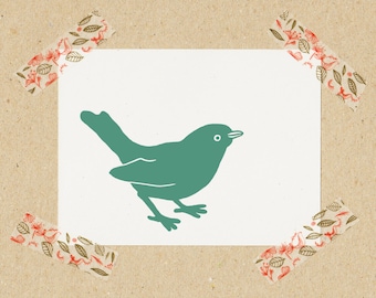 Stamp bird // natural rubber on beech wood 3 x 3 cm