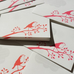 Robin red/rose handmade stationery // recycling paper // 10 envelopes & notepad image 2