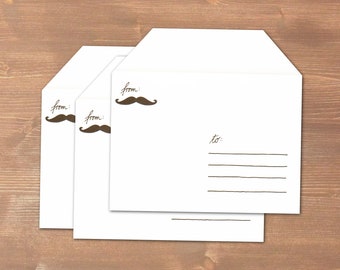 Van een geheime snordrager - 3 handgemaakte enveloppen//gerecycled papier