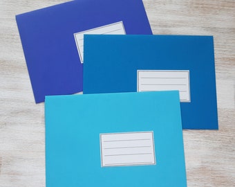 3 envelopes handmade in shades of blue // unprinted with address field // colored paper made from recycled paper