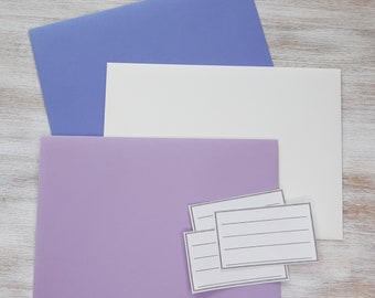3 enveloppes faites à la main violet, lilas et ivoire // non imprimées avec autocollants d'adresse // papier de construction fabriqué à partir de papier recyclé