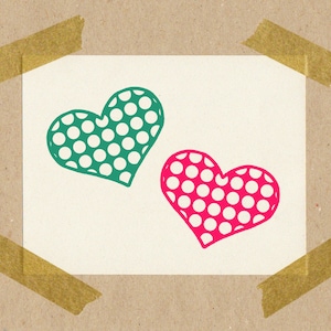 Heart with dots // Stamp made of natural rubber on beech wood 2 x 2 cm image 1