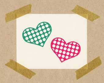 Heart with dots // Stamp made of natural rubber on beech wood 2 x 2 cm