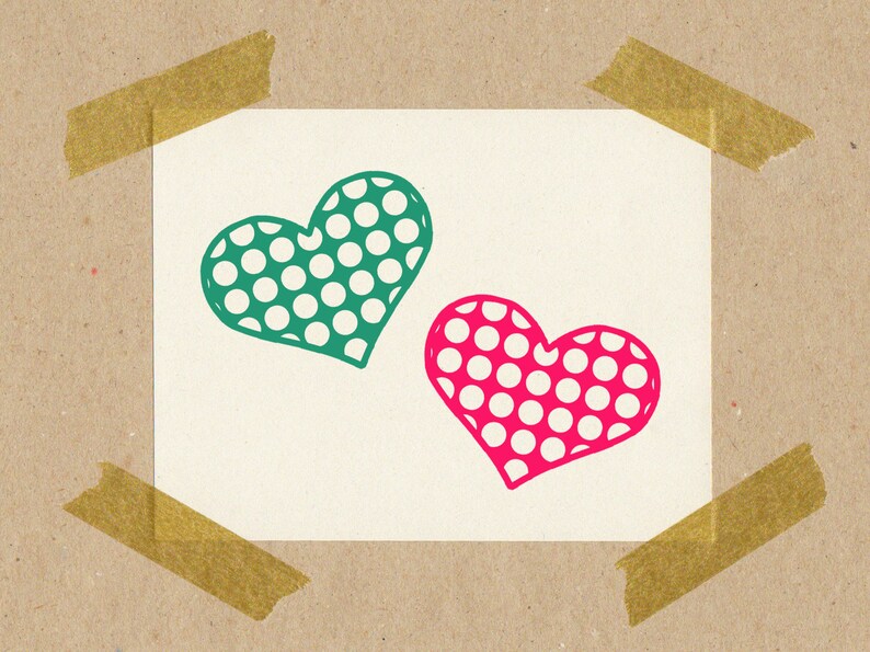 Heart with dots // Stamp made of natural rubber on beech wood 2 x 2 cm image 1